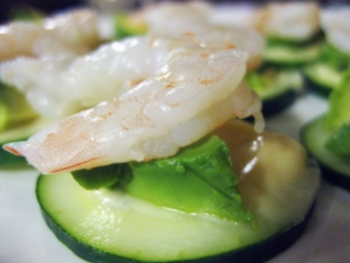 Shrimp and Avocado bites with Wasabi Mayo